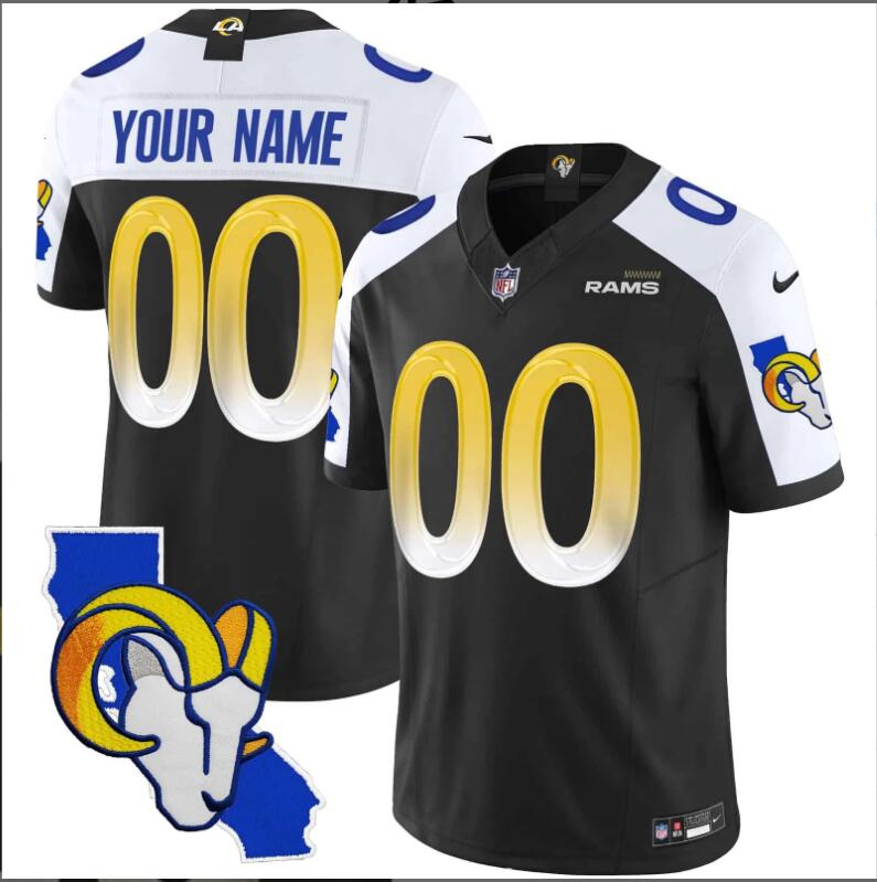 Men 2024 Nike NFL Los Angeles Rams California Patch Vapor Limited Custom Jersey->customized nfl jersey->Custom Jersey